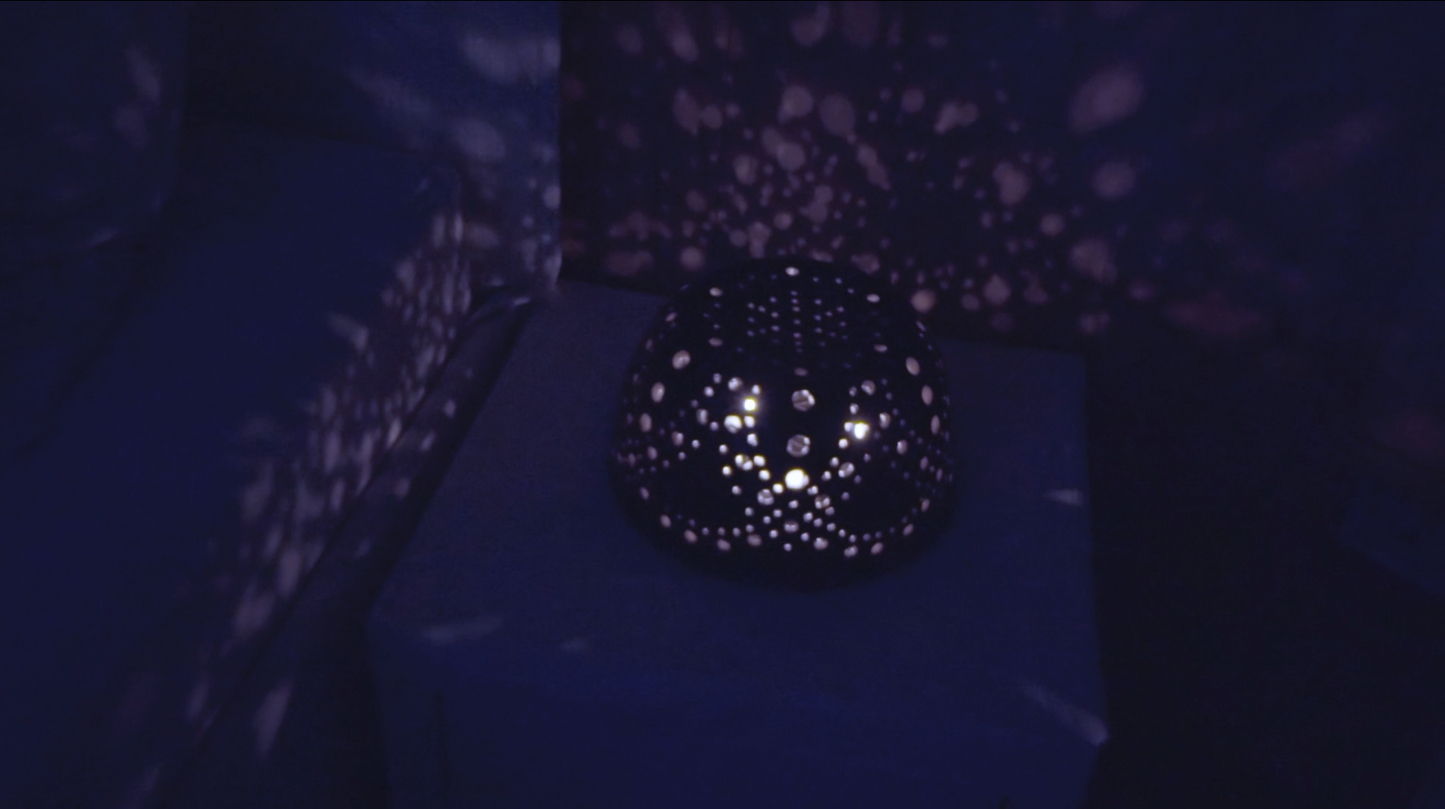 Blue tealight dome with Metatron's cube on top