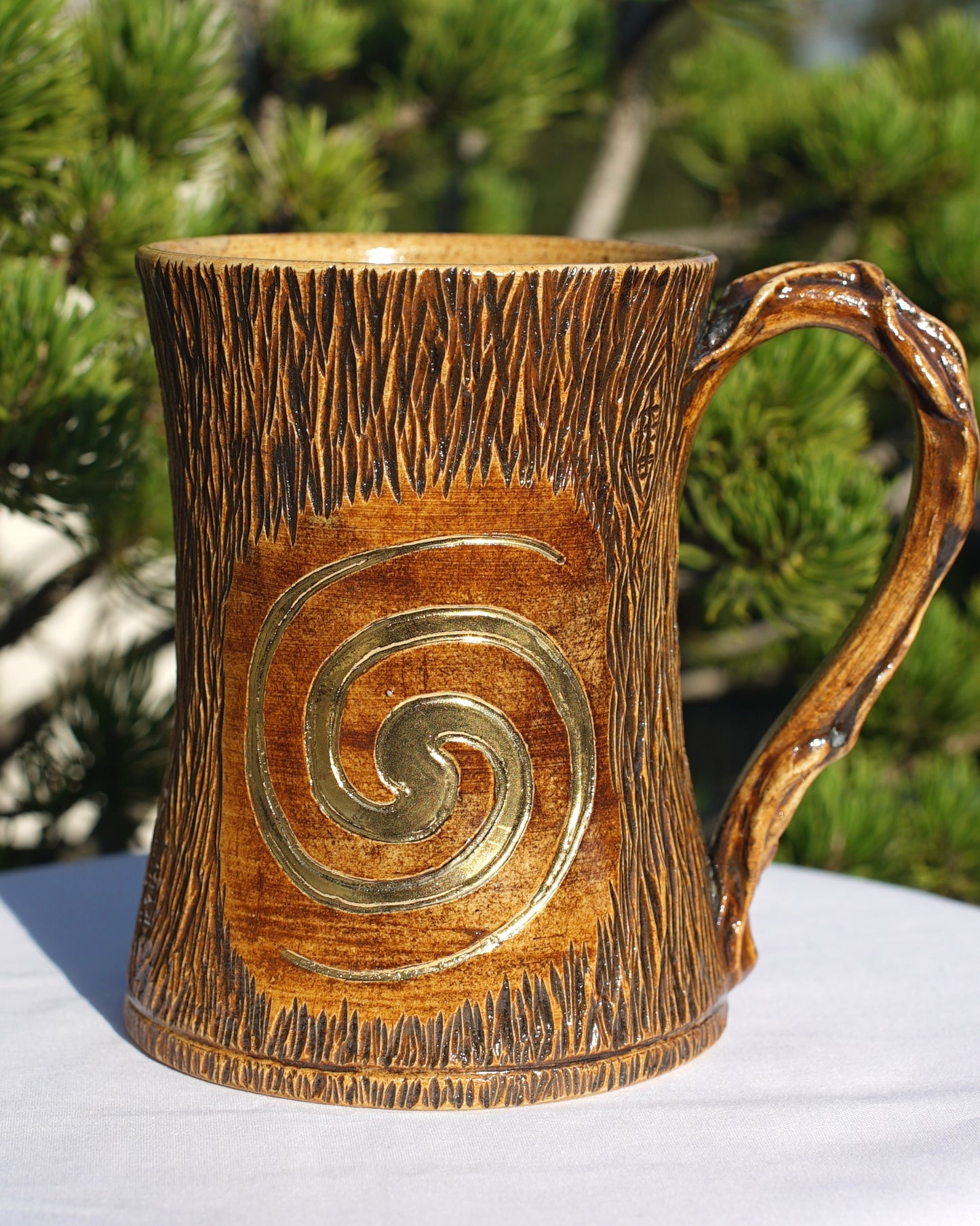 Tasse arbre spirale or véritable