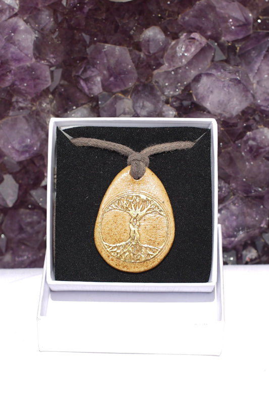 Amulett Lebensbaum und Blume des Lebens in 24 Karat Gold