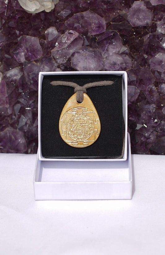 Amulett Sri Yantra in 24 Karat Gold, Lakhovsky Spule in Echt-Kupfer 2