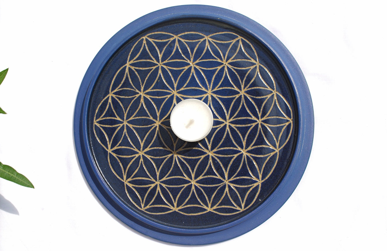 Blue tealight dome with Metatron's cube on top