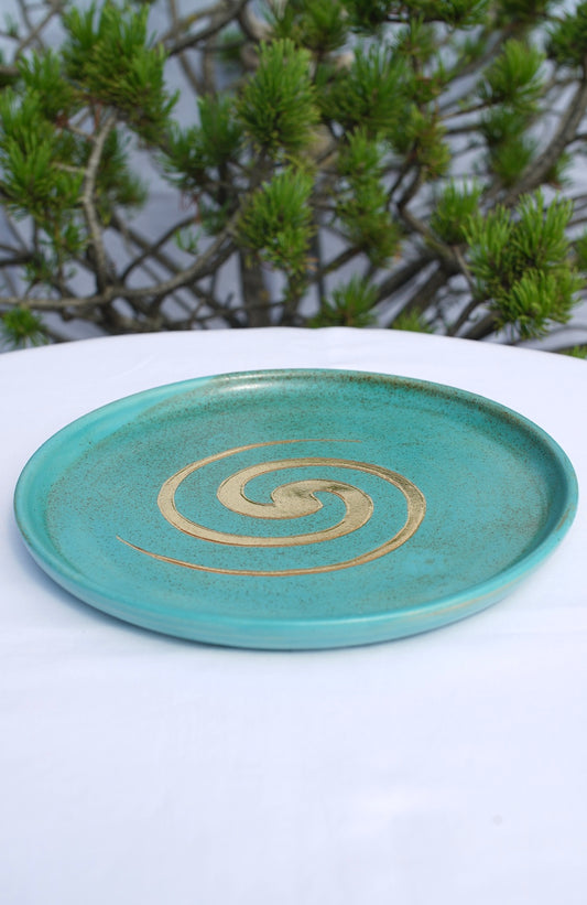 Plate jade spiral 24 carat gold