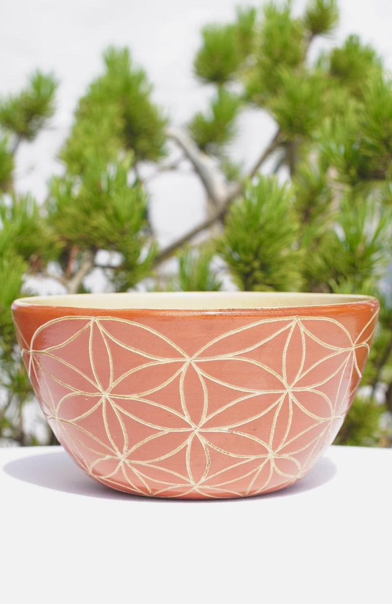 XL cinnamon cereal bowl with flower of life