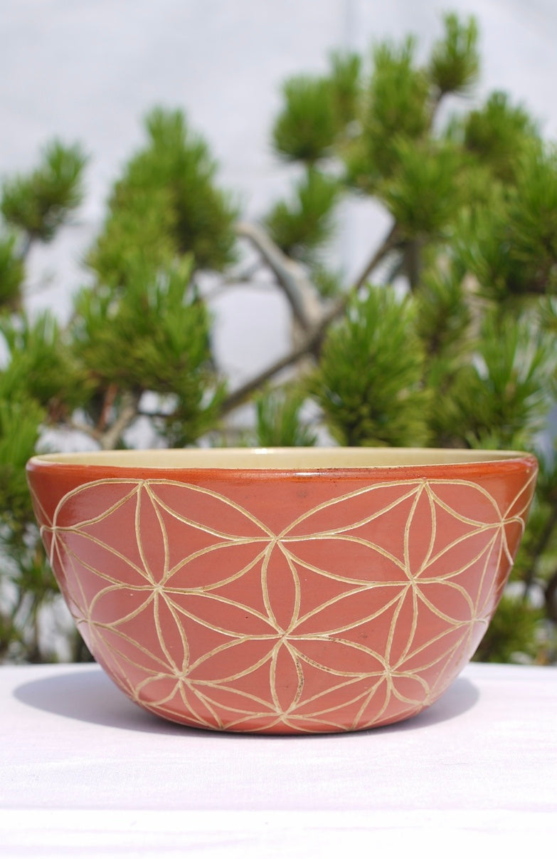 XL cinnamon cereal bowl with flower of life