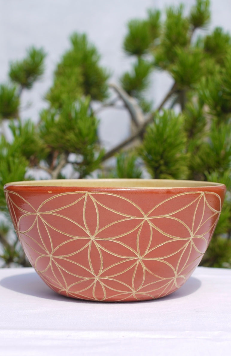 XL cinnamon cereal bowl with flower of life