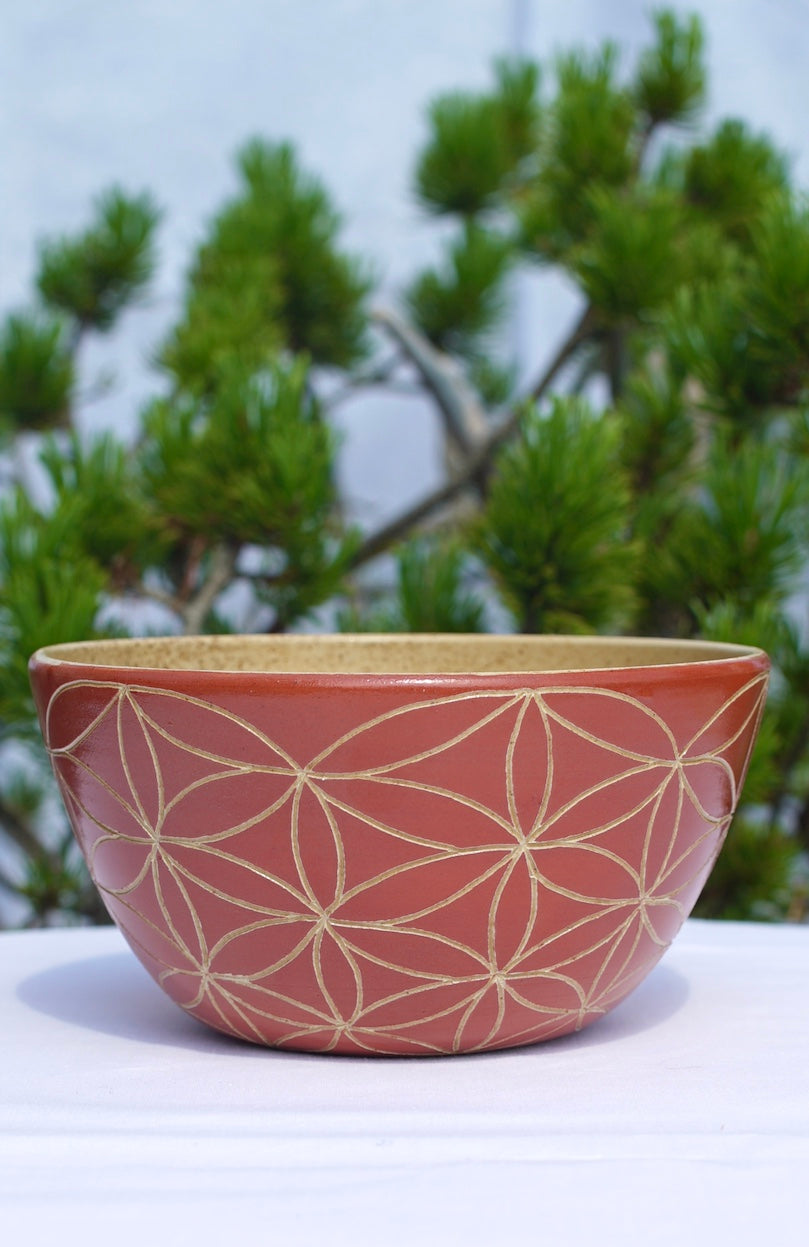 XL cinnamon cereal bowl with flower of life