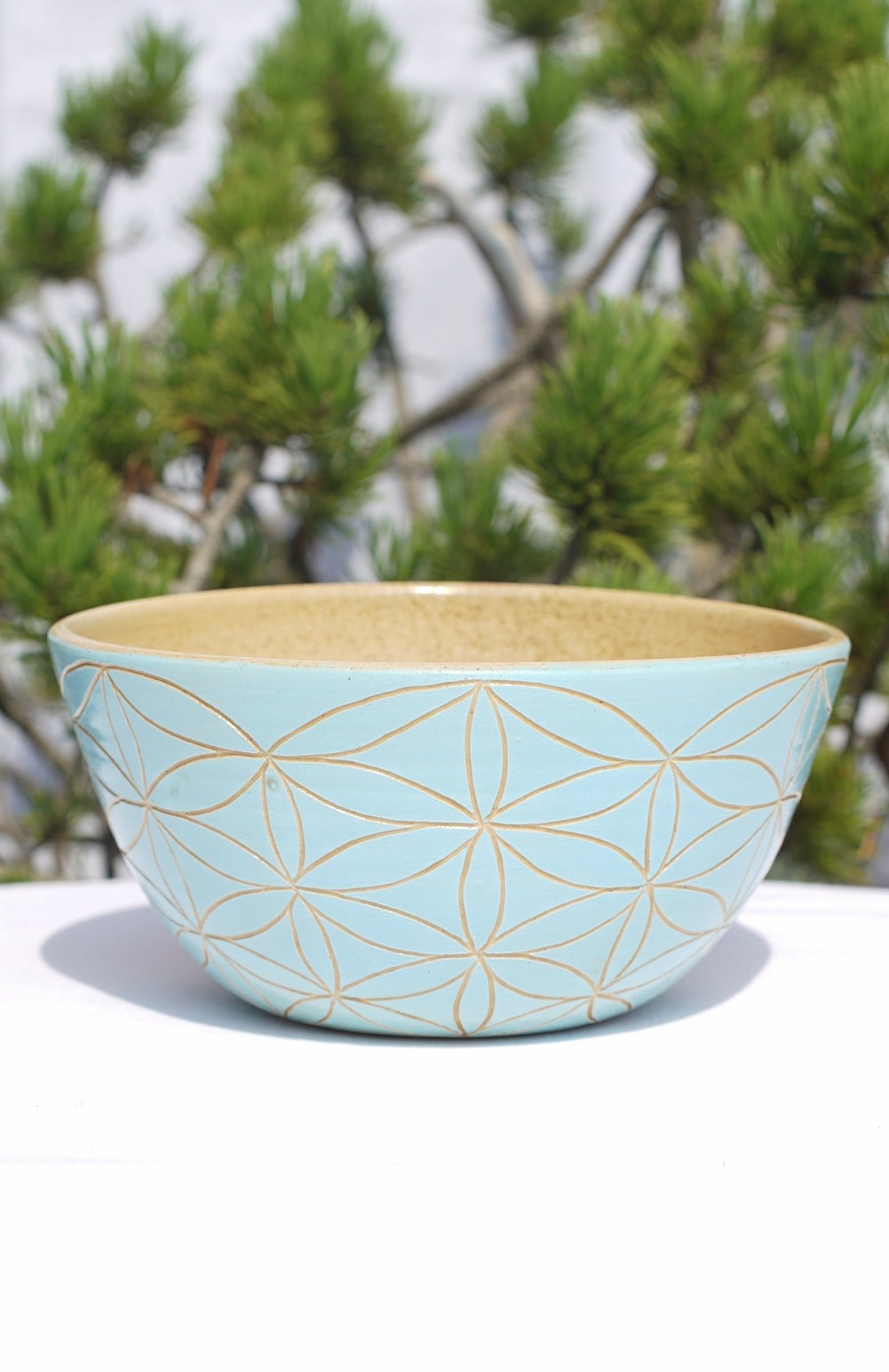 Cereal bowl - light blue with flower of life and lotus