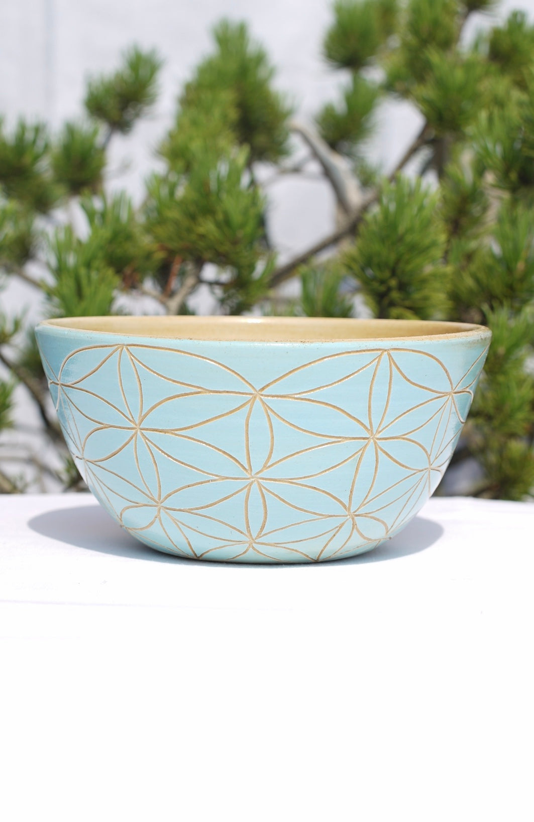 Cereal bowl - light blue with flower of life and lotus