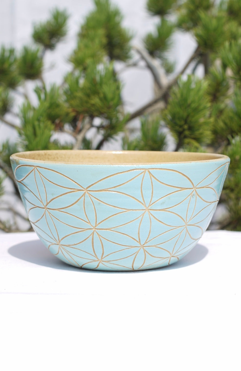 Cereal bowl - light blue with flower of life and lotus