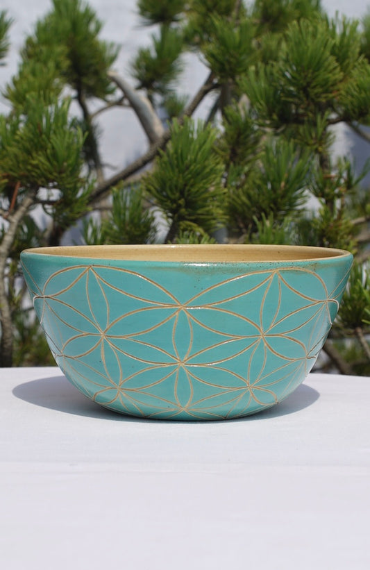 Cereal bowl - jade with flower of life and lotus