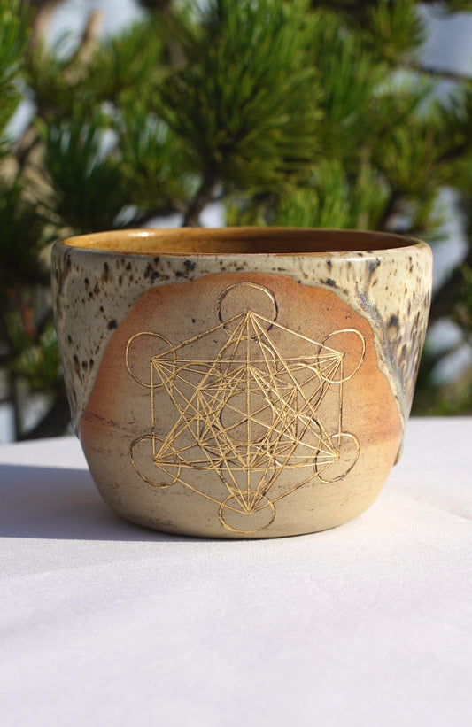 Cocoa ceremony mug with Metatron's 24-carat gold cube