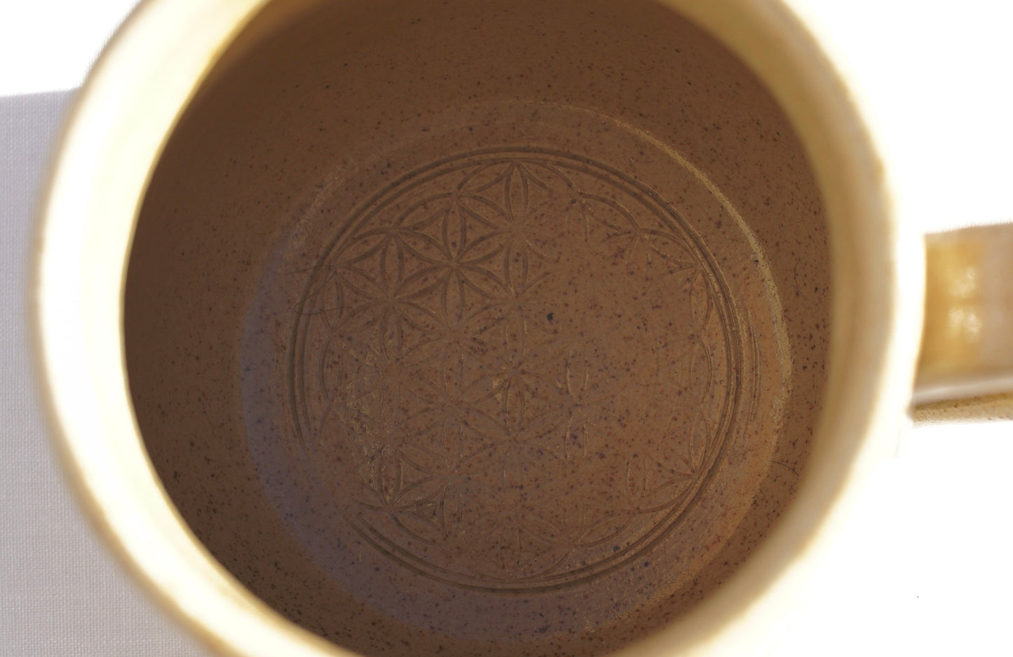 Flower of life jade sgraffito mug