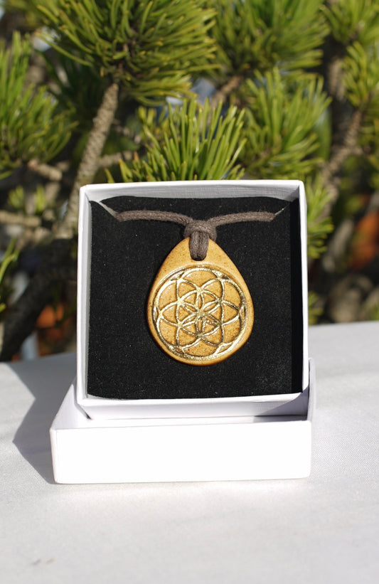 Amulett Spirale und Samen des Lebens- 24 Karat Gold