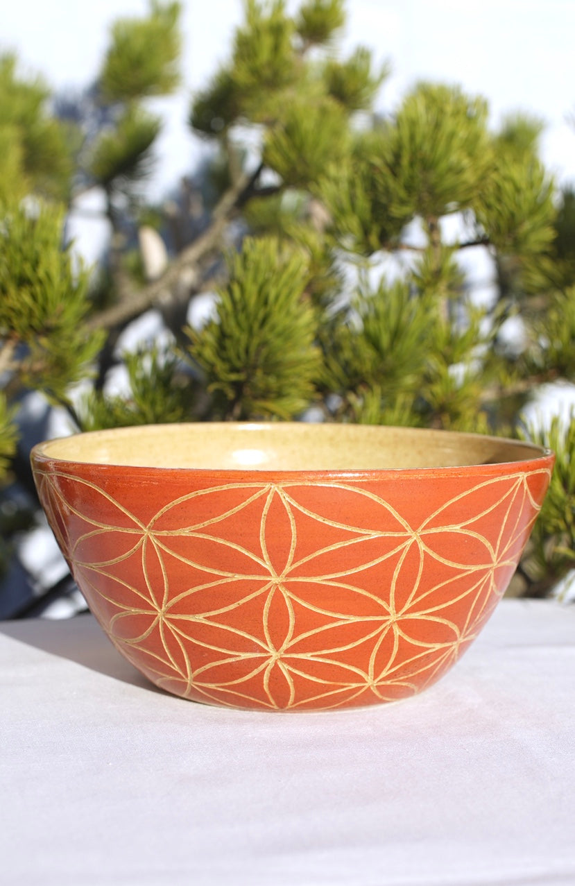 XL cinnamon cereal bowl with flower of life