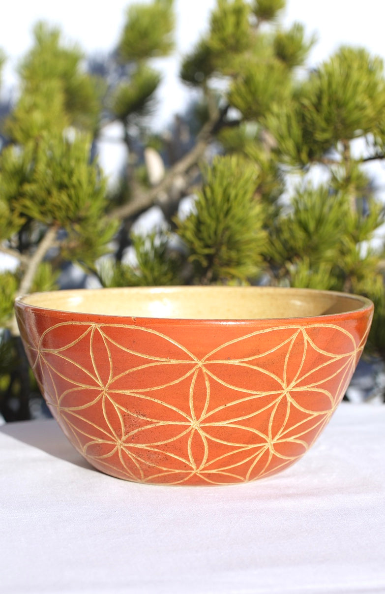 XL cinnamon cereal bowl with flower of life