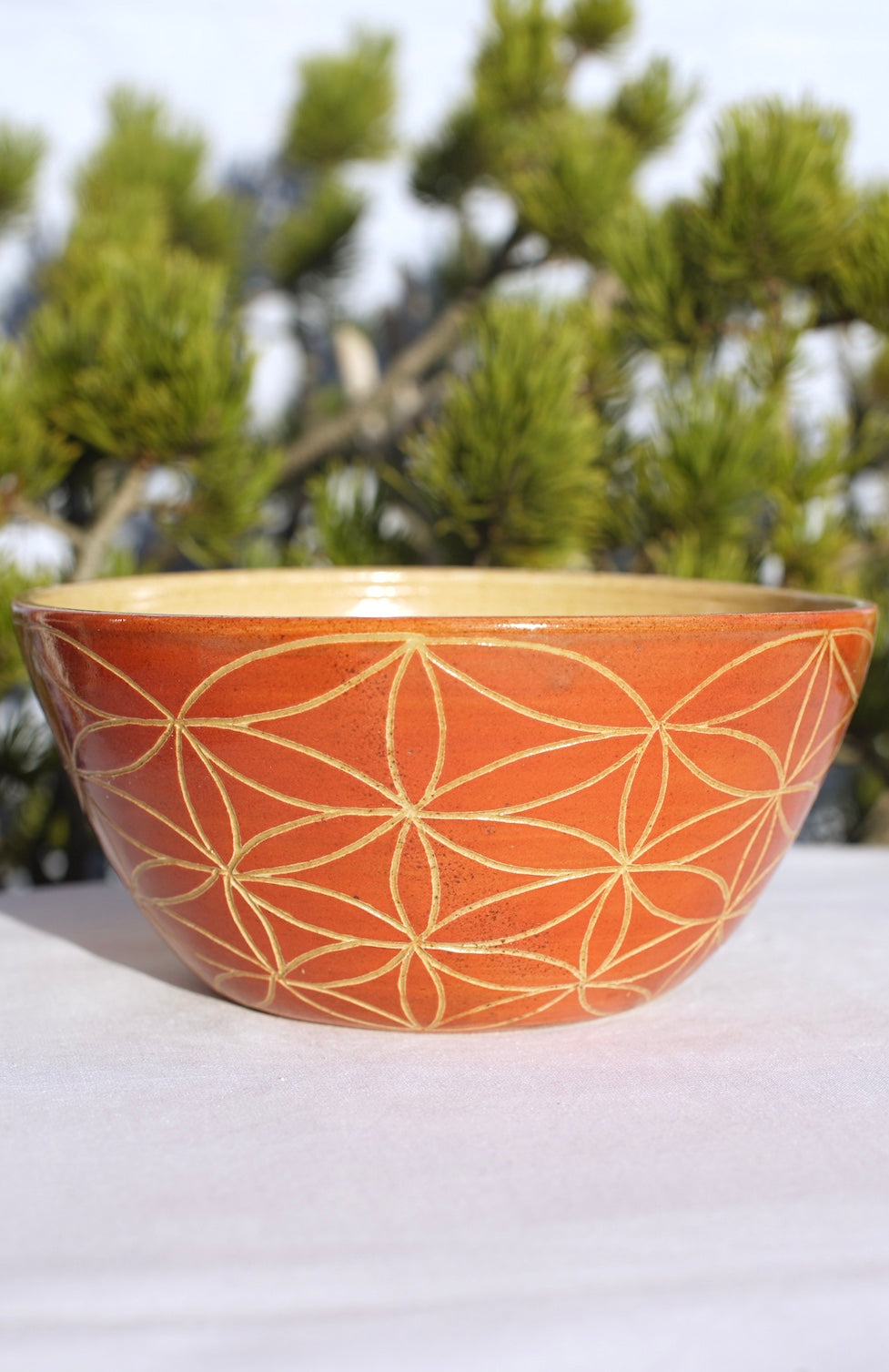 XL cinnamon cereal bowl with flower of life