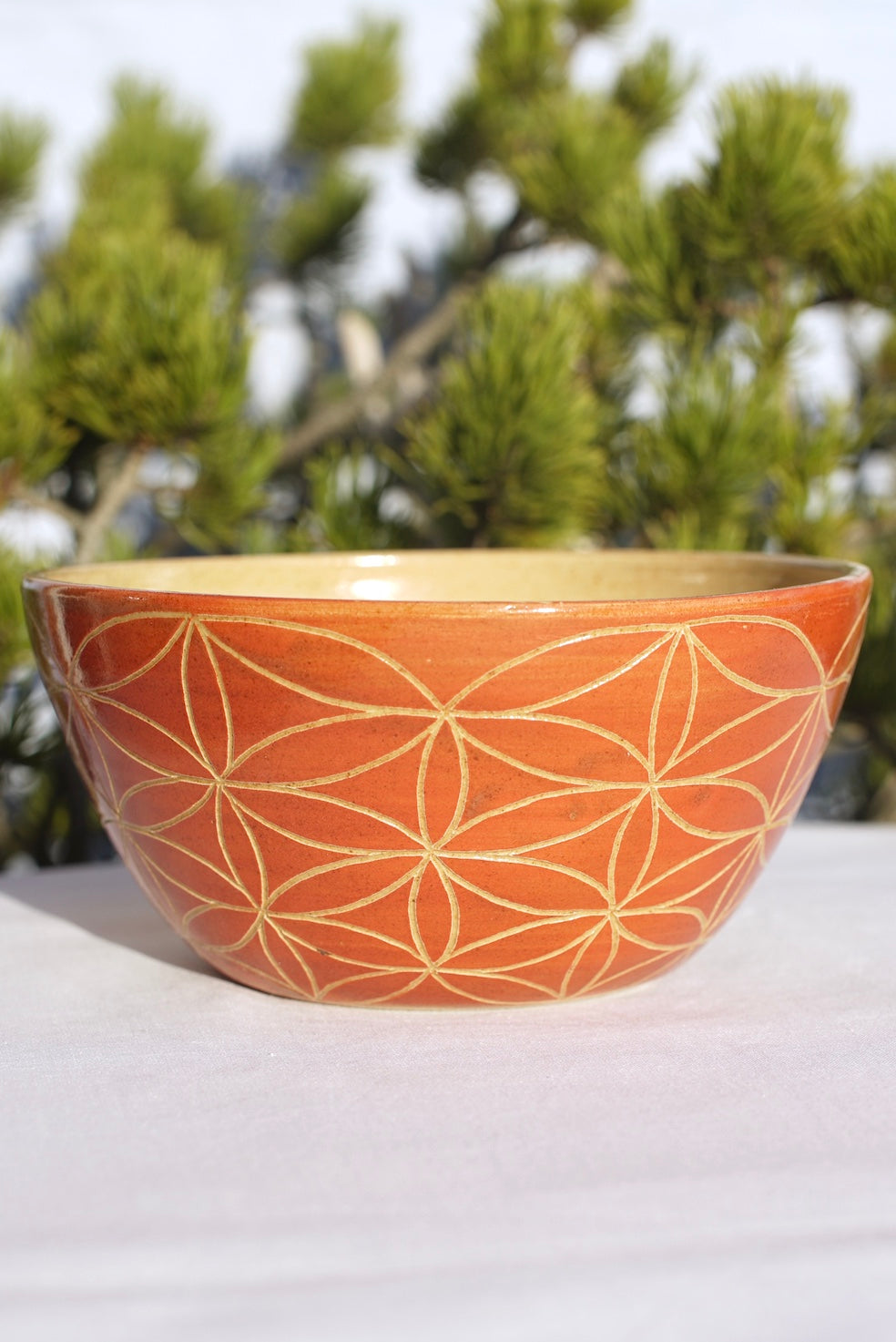 XL cinnamon cereal bowl with flower of life