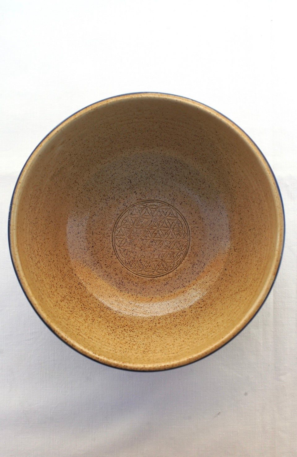 XL blue cereal bowl with flower of life