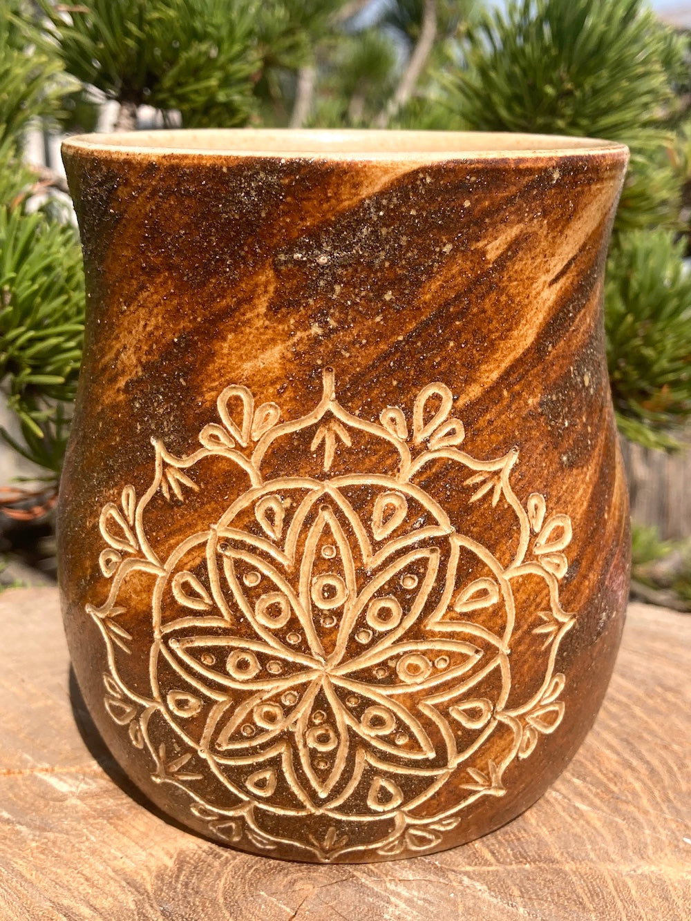 Mandala healing clay mug