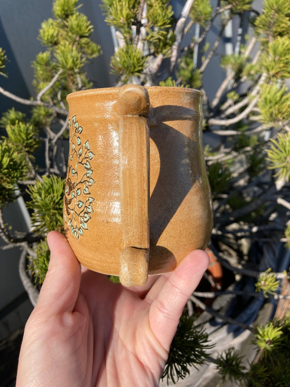 Antique tree of life cup with healing earth and gold