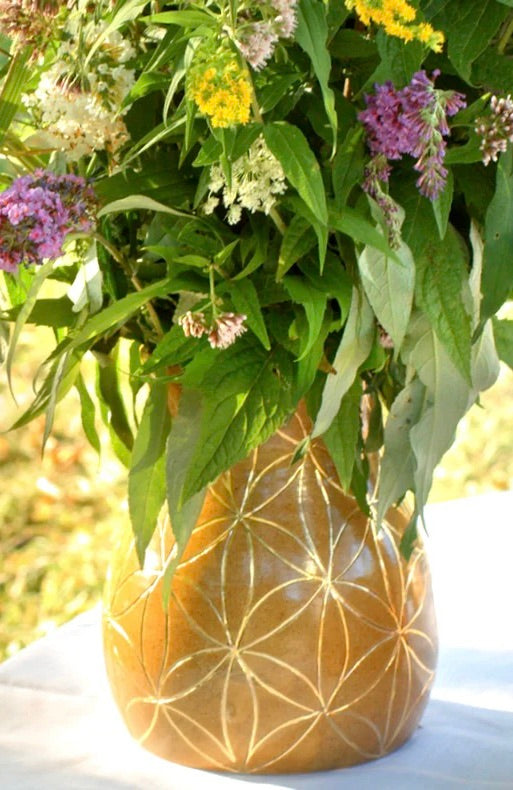 Vase Blume des Lebens 24 Karat Gold